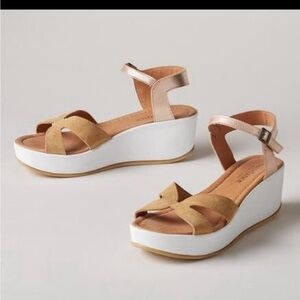 Sundance Sandals 10 Brown platform wedge Womens Shoes Made In Italy